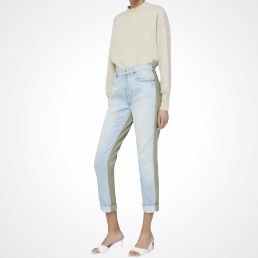Frame Denim Light Blue and Olive Cropped Jeans Le Beau size 29
